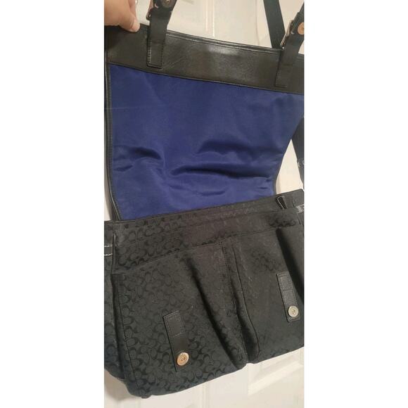 COACH SIGNATURE VOYAGER BLACK CROSS BODY MESSENGER BAG AUTHENTIC - Picture 5 of 14